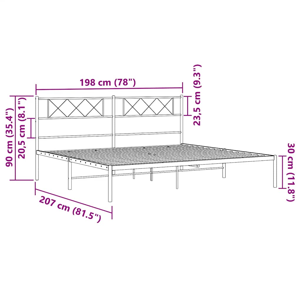 sengeramme med sengegavl 193x203 cm metal hvid
