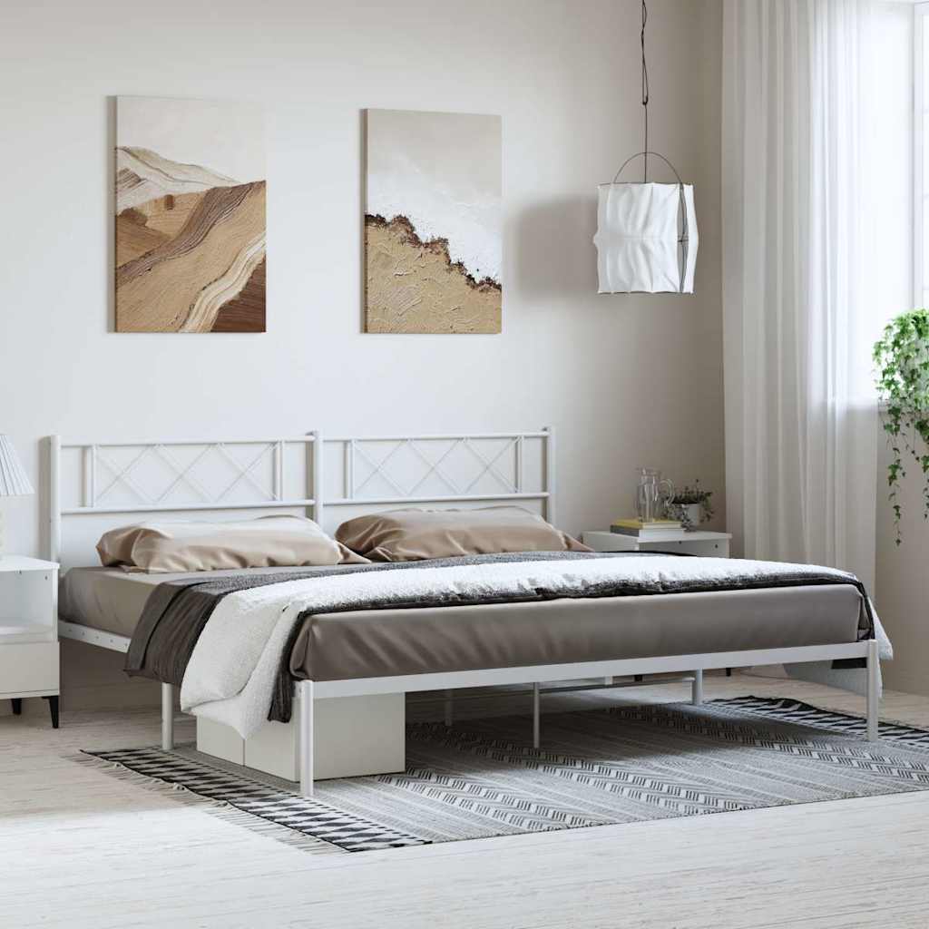 sengeramme med sengegavl 193x203 cm metal hvid