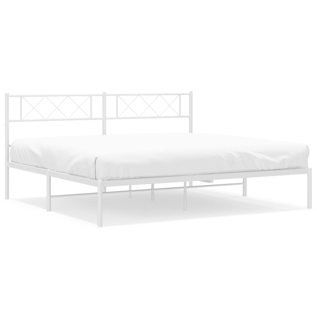 sengeramme med sengegavl 200x200 cm metal hvid