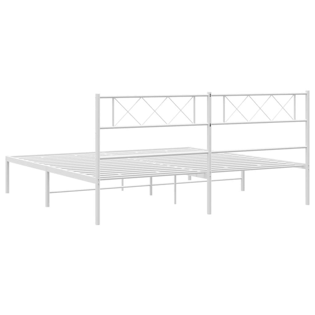sengeramme med sengegavl 200x200 cm metal hvid