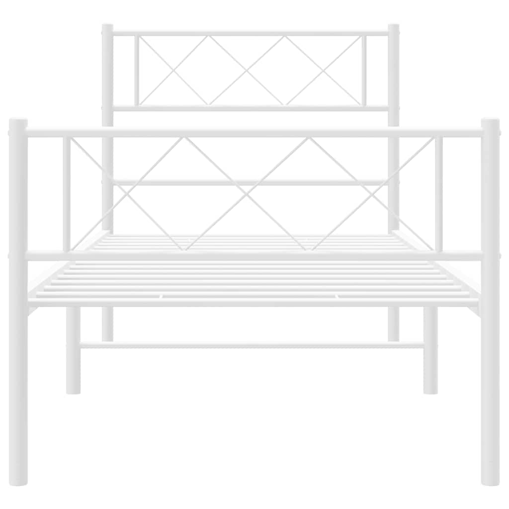 sengeramme med sengegavl og fodgærde 100x200 cm metal hvid