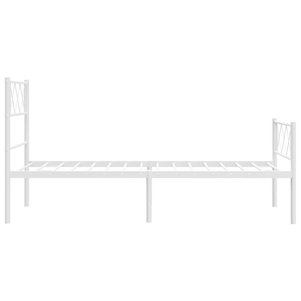 sengeramme med sengegavl og fodgærde 100x200 cm metal hvid