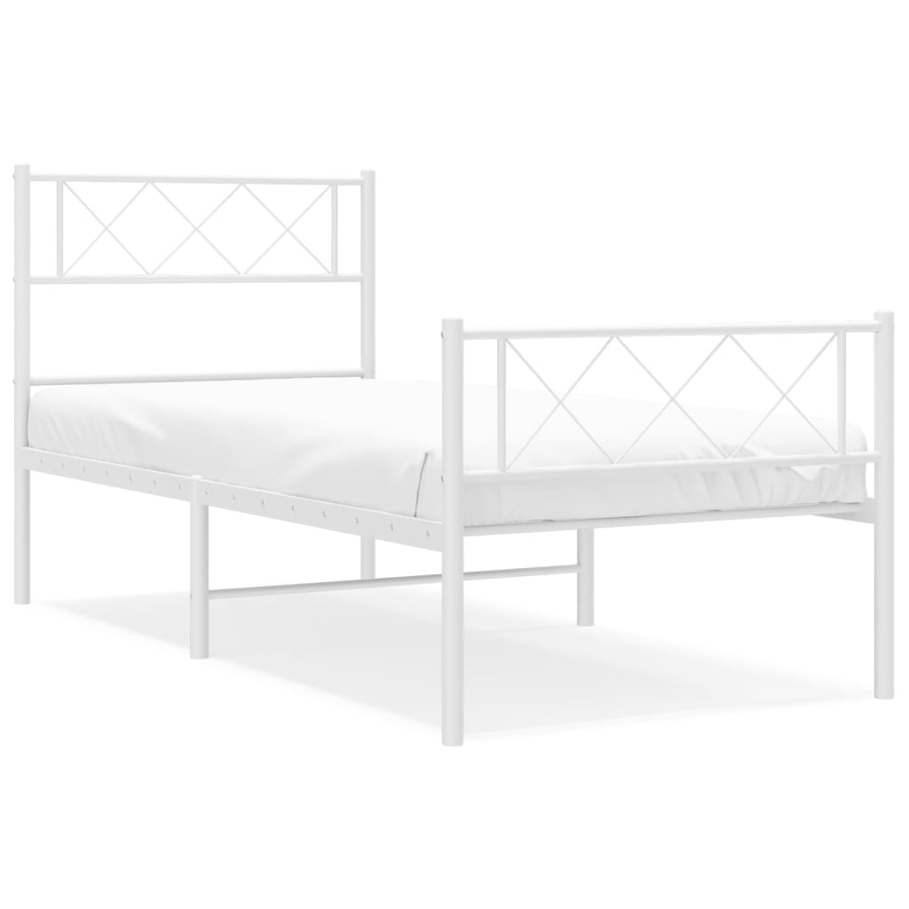 sengeramme med sengegavl og fodgærde 107x203 cm metal hvid