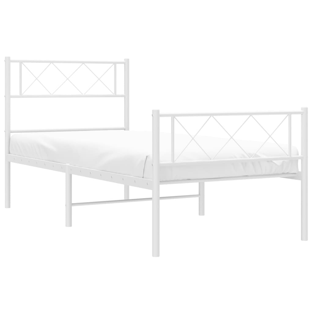 sengeramme med sengegavl og fodgærde 107x203 cm metal hvid