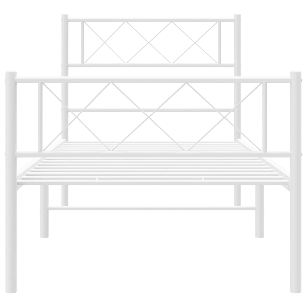 sengeramme med sengegavl og fodgærde 107x203 cm metal hvid