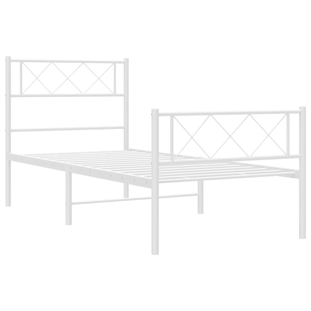 sengeramme med sengegavl og fodgærde 107x203 cm metal hvid