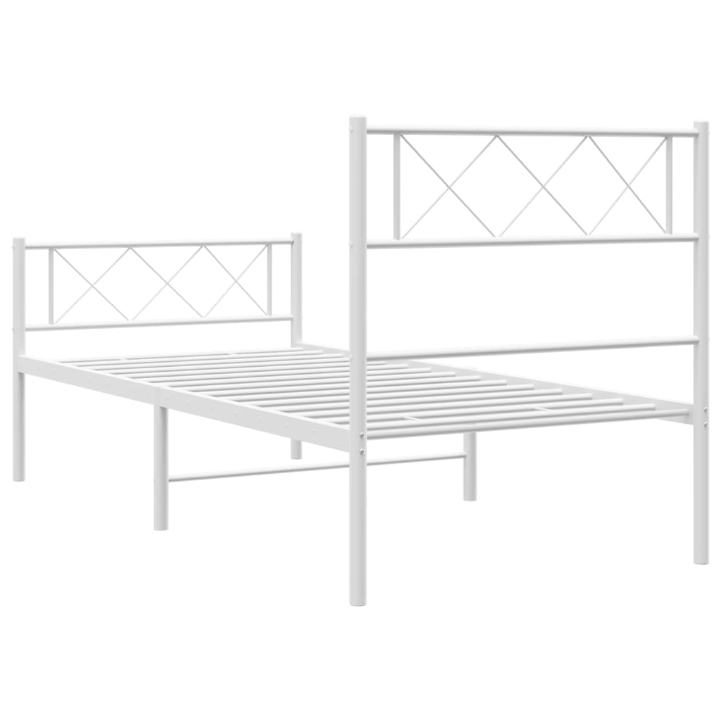 sengeramme med sengegavl og fodgærde 107x203 cm metal hvid