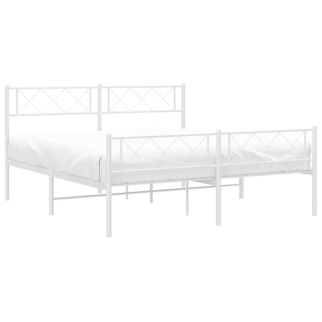 sengeramme med sengegavl og fodgærde 140x190 cm metal hvid