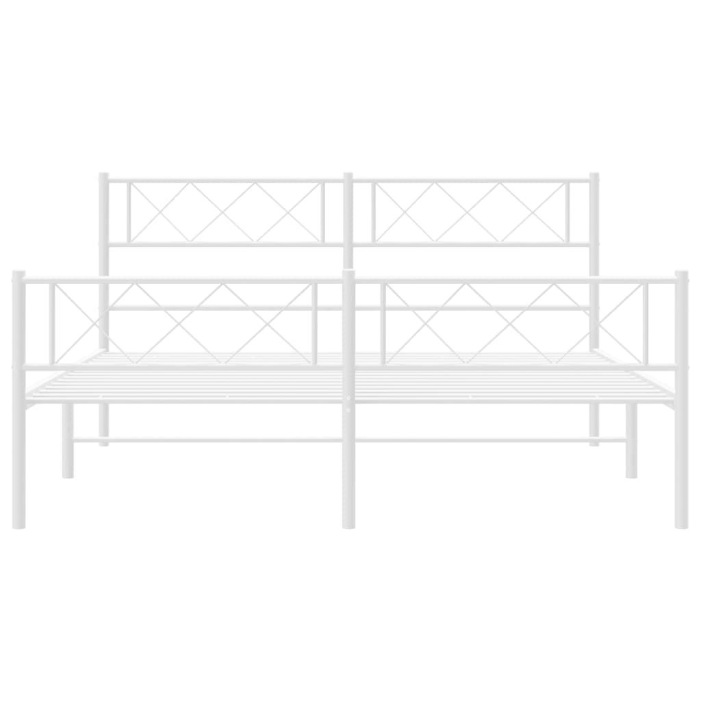 sengeramme med sengegavl og fodgærde 140x190 cm metal hvid