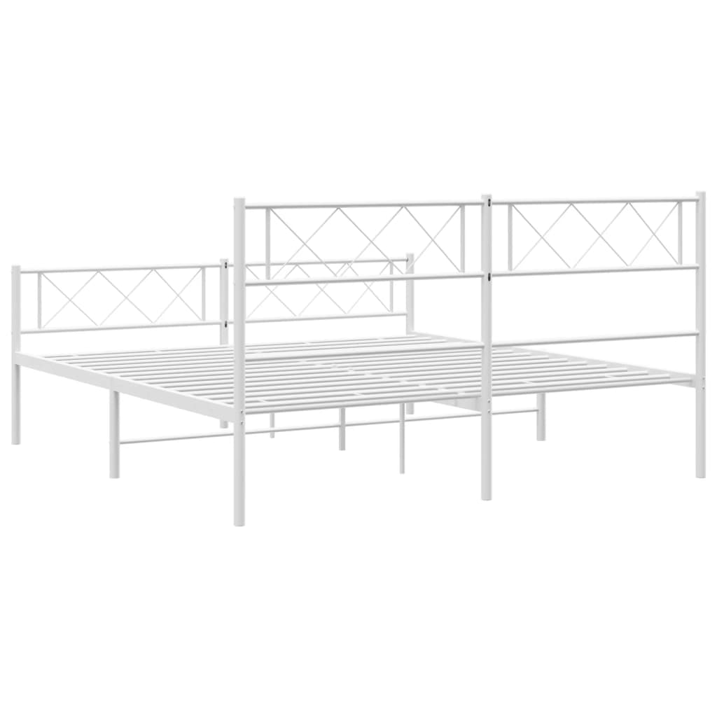 sengeramme med sengegavl og fodgærde 140x190 cm metal hvid