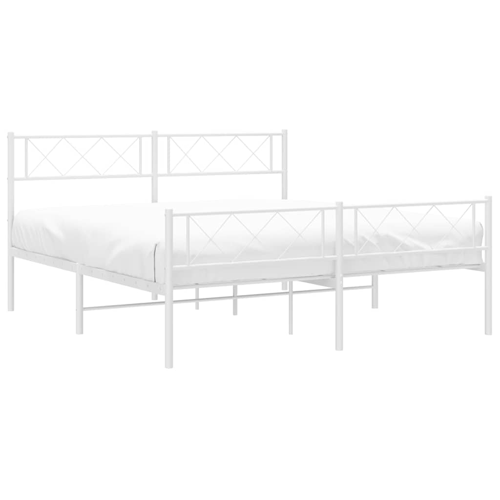 sengeramme med sengegavl og fodgærde 150x200 cm metal hvid
