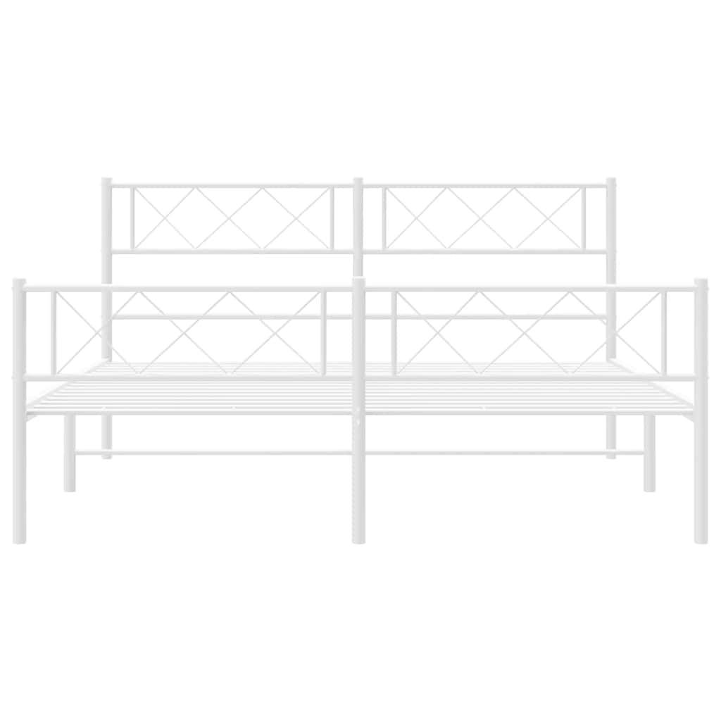sengeramme med sengegavl og fodgærde 150x200 cm metal hvid