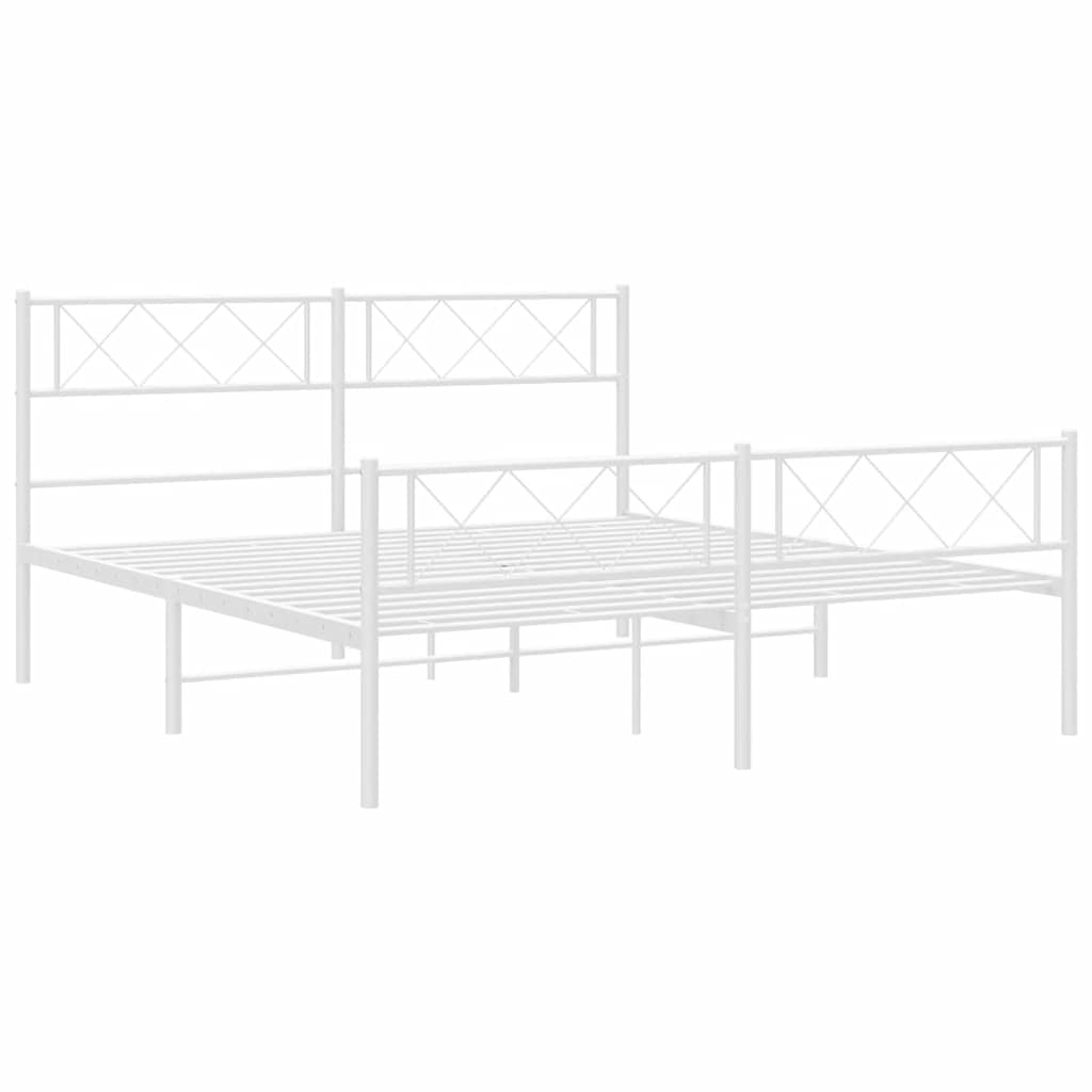 sengeramme med sengegavl og fodgærde 150x200 cm metal hvid