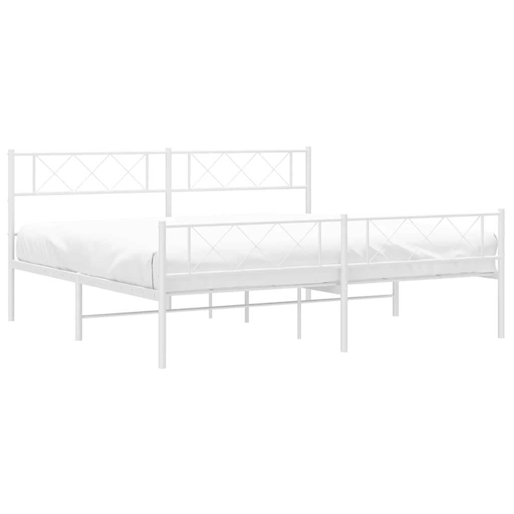 sengeramme med sengegavl og fodgærde 183x213 cm metal hvid