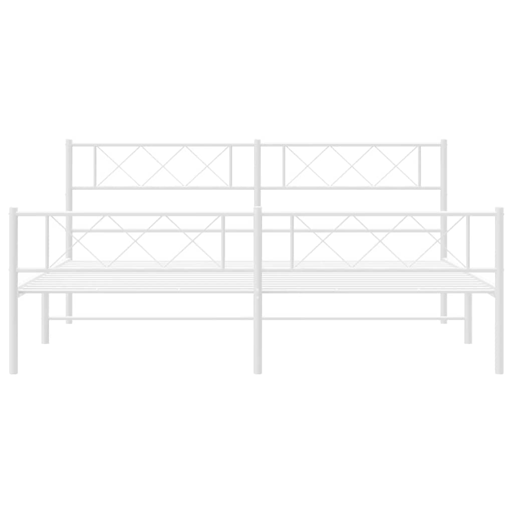 sengeramme med sengegavl og fodgærde 183x213 cm metal hvid