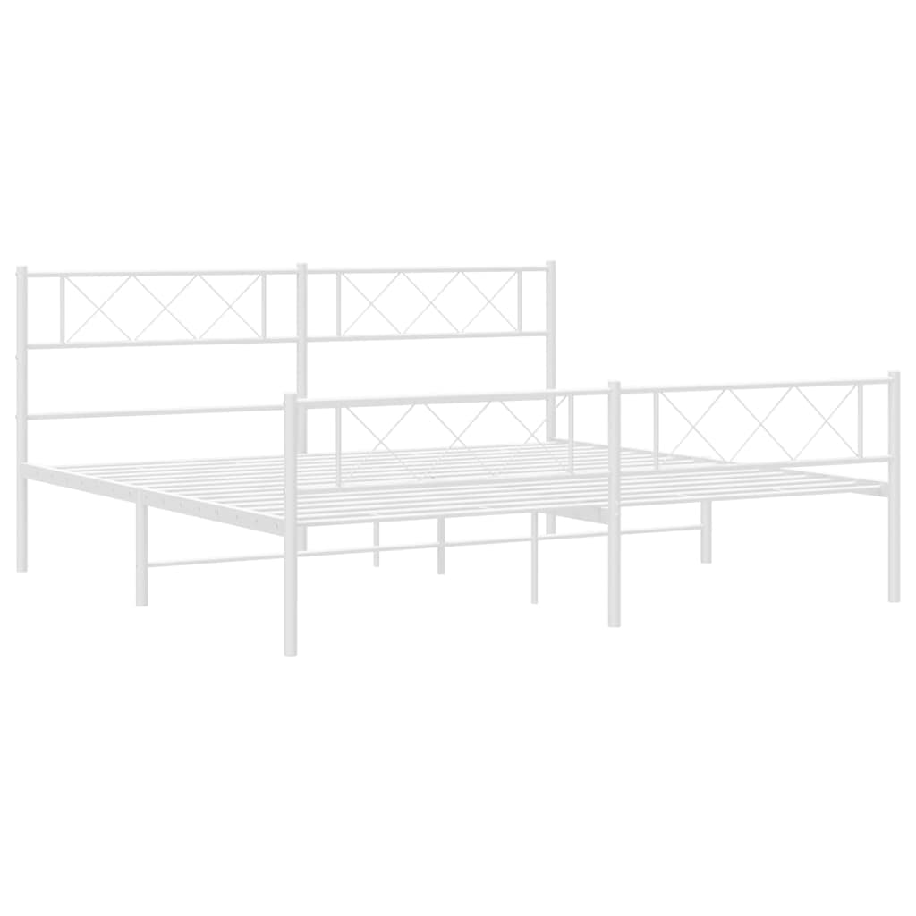 sengeramme med sengegavl og fodgærde 183x213 cm metal hvid