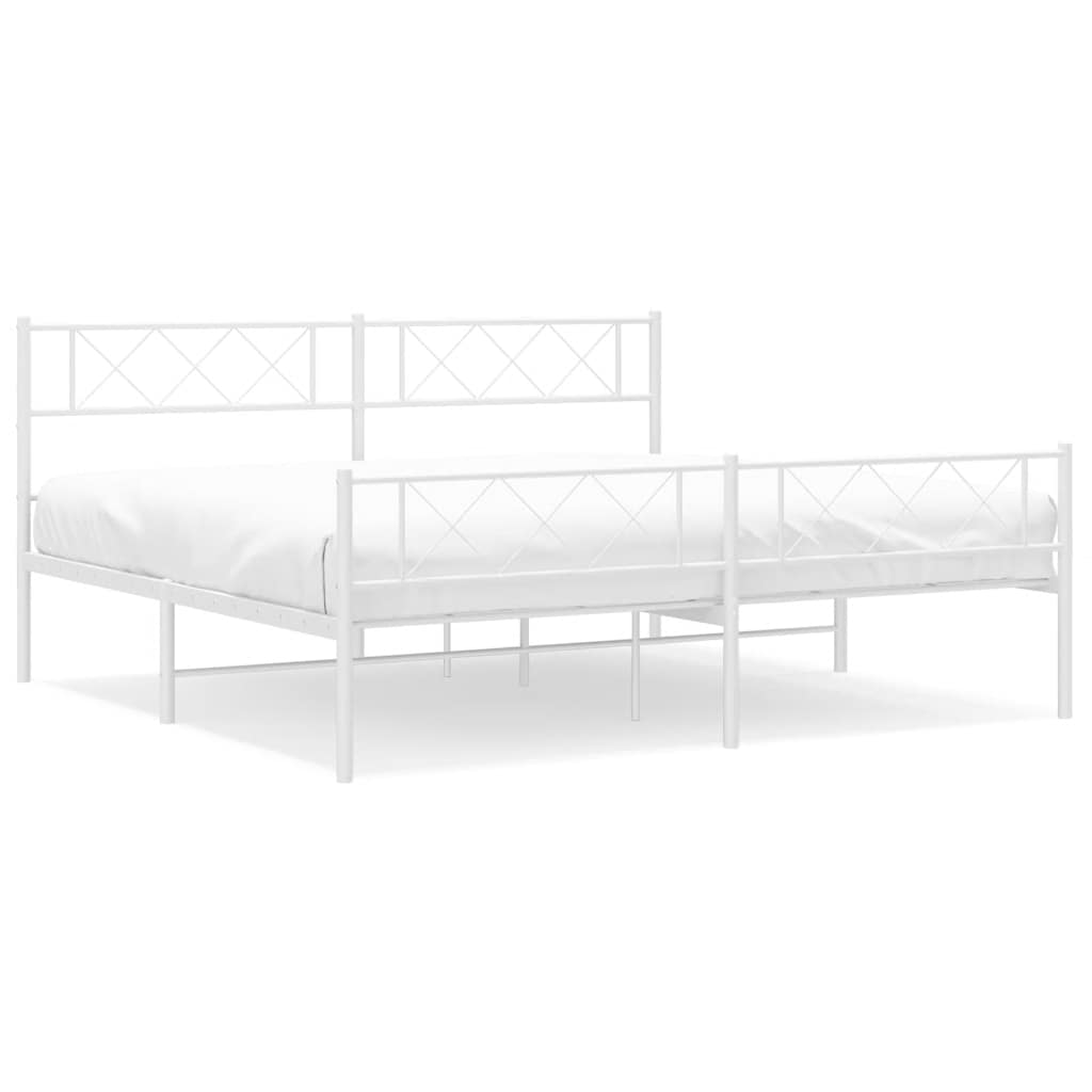 sengeramme med sengegavl og fodgærde 193x203 cm metal hvid