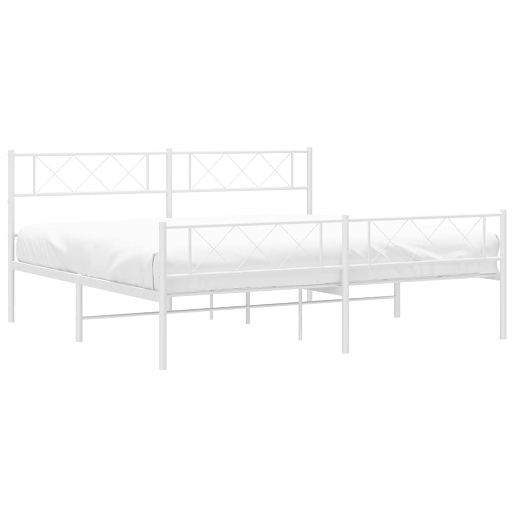 sengeramme med sengegavl og fodgærde 193x203 cm metal hvid