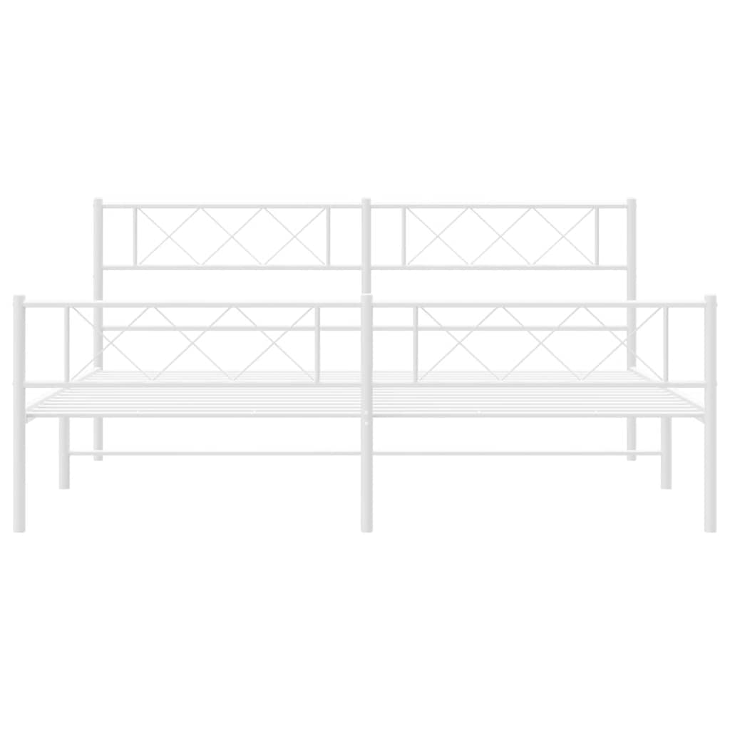 sengeramme med sengegavl og fodgærde 193x203 cm metal hvid