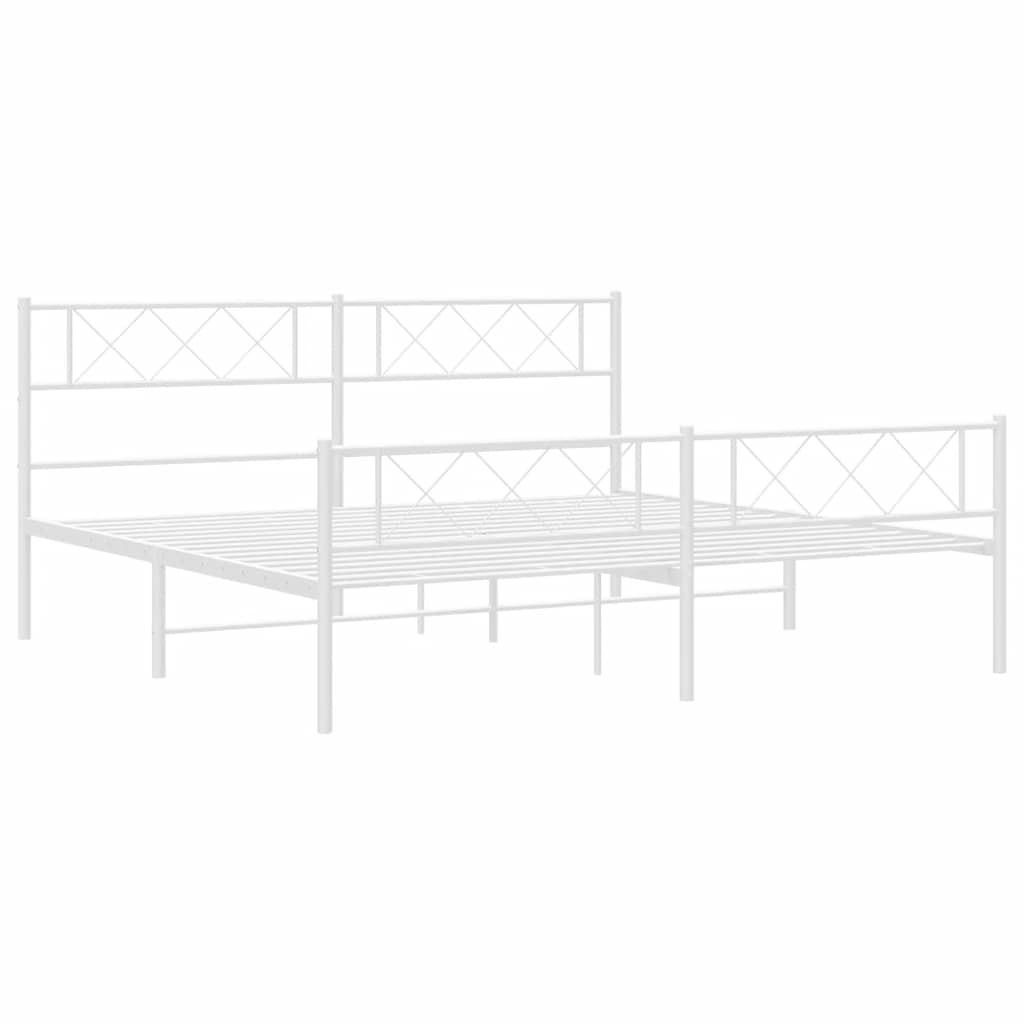 sengeramme med sengegavl og fodgærde 193x203 cm metal hvid