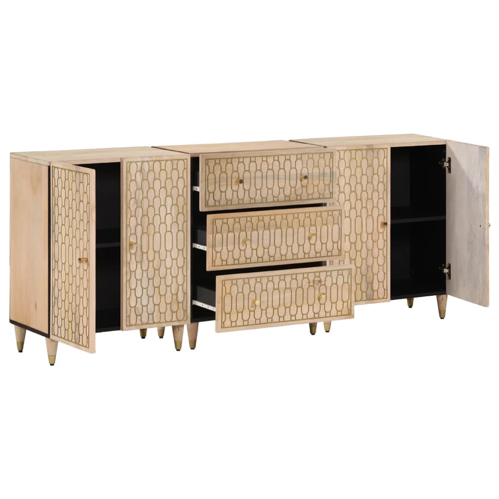 skabe 3 stk. 60x33x75 cm massivt mangotræ