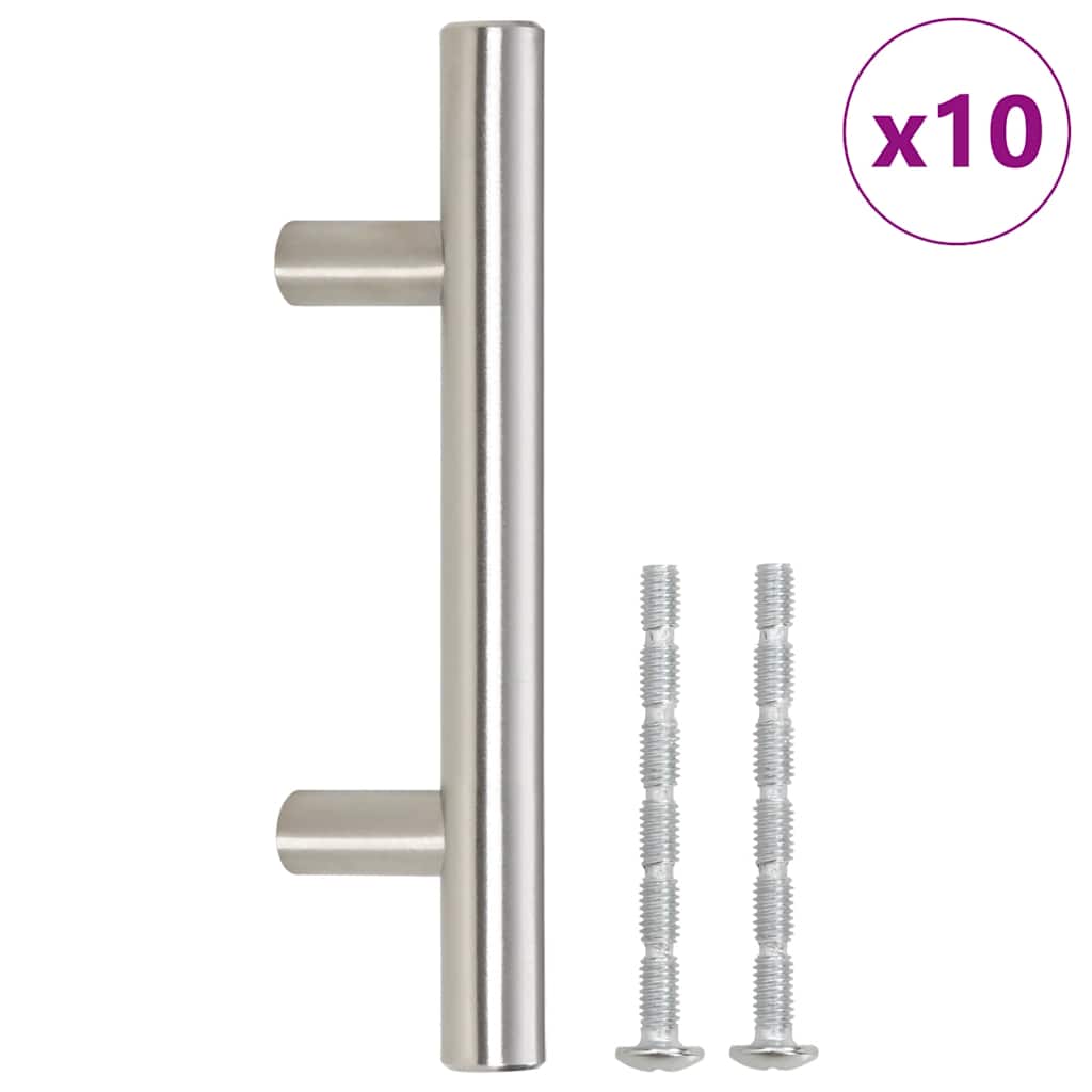 skabshåndtag 10 stk. hulafstand 64 mm samlet længde 100 mm rustfrit stål sølvfarvet