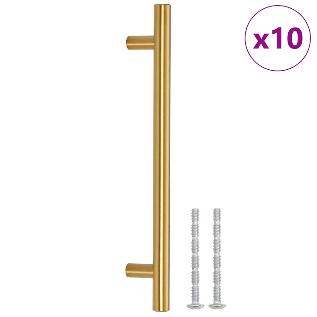 skabshåndtag 10 stk. hulafstand 160 mm samlet længde 224 mm rustfrit stål guldfarvet