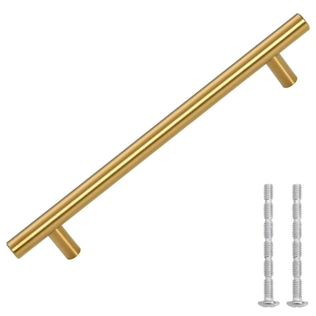 skabshåndtag 10 stk. hulafstand 160 mm samlet længde 224 mm rustfrit stål guldfarvet