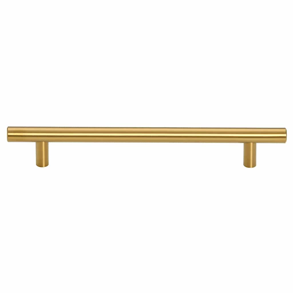 skabshåndtag 10 stk. hulafstand 160 mm samlet længde 224 mm rustfrit stål guldfarvet