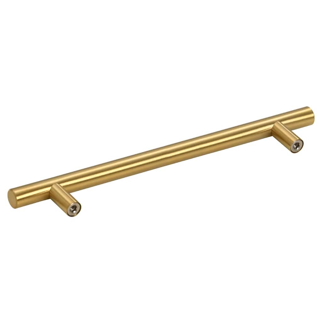 skabshåndtag 10 stk. hulafstand 160 mm samlet længde 224 mm rustfrit stål guldfarvet