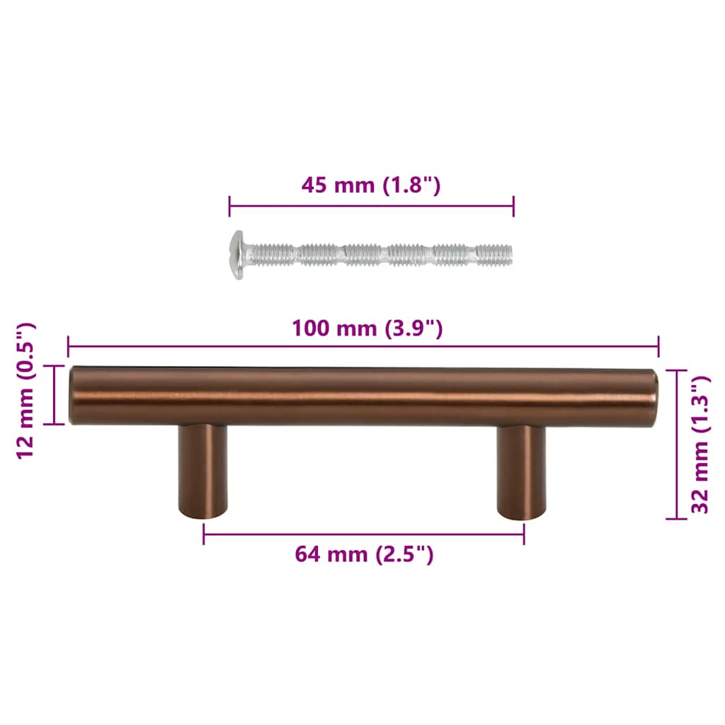 skabshåndtag 10 stk. 64 mm rustfrit stål bronzefarvet