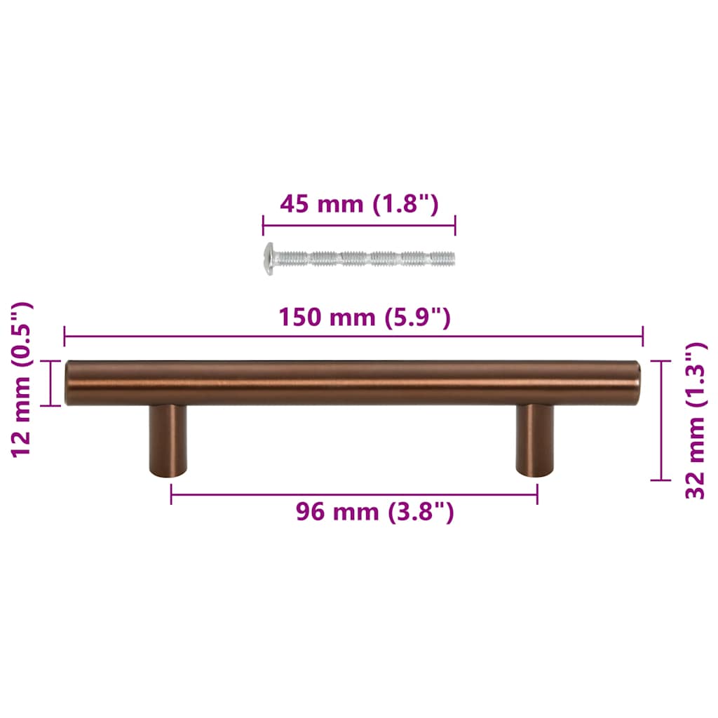 skabshåndtag 10 stk. 96 mm rustfrit stål bronzefarvet