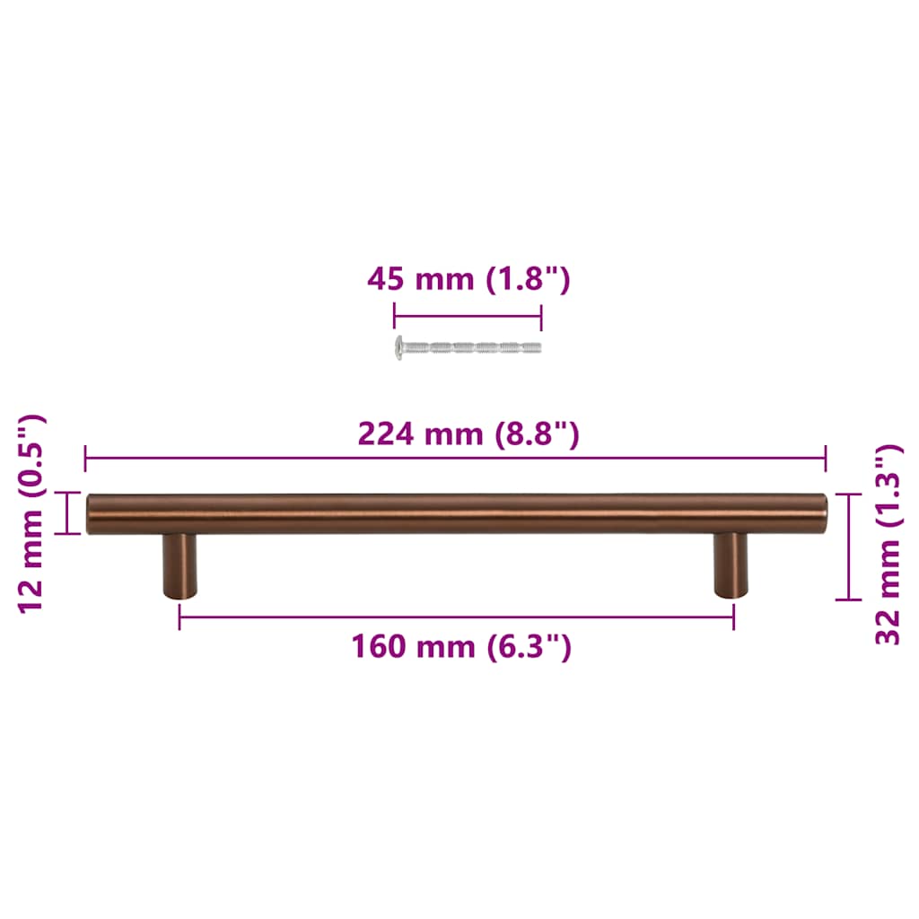 skabshåndtag 10 stk. 160 mm rustfrit stål bronzefarvet