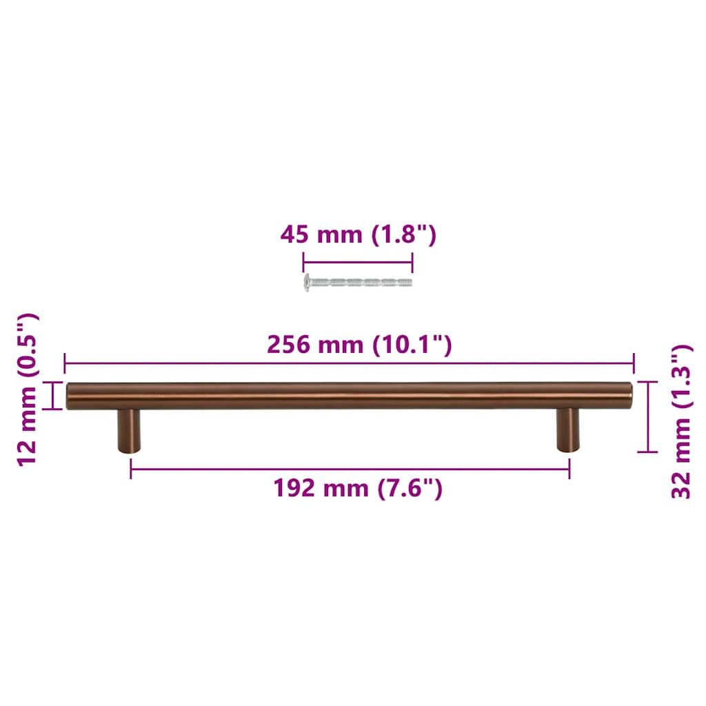skabshåndtag 5 stk. 192 mm rustfrit stål bronzefarvet