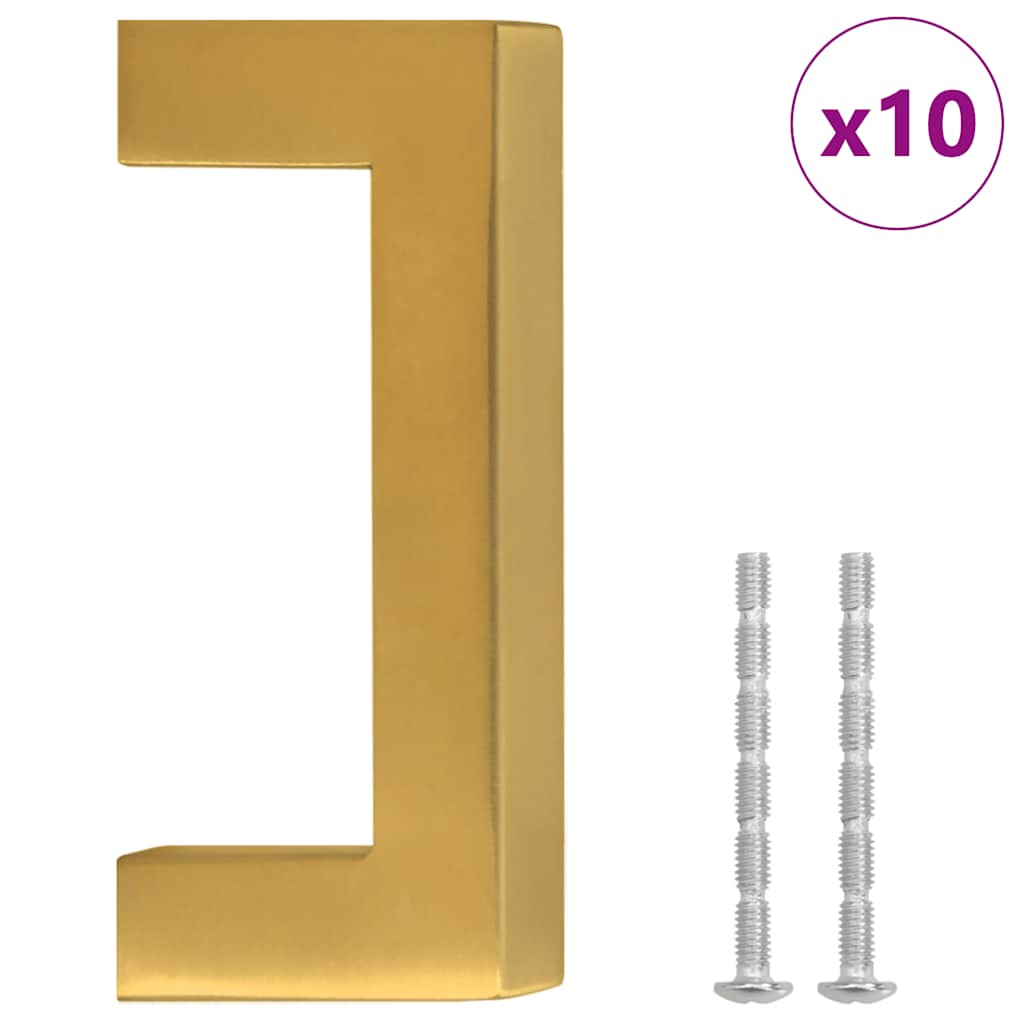 skabshåndtag 10 stk. 64 mm rustfrit stål guldfarvet