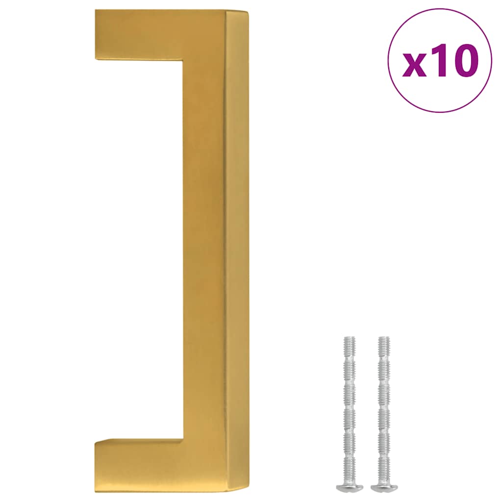 skabshåndtag 10 stk. 96 mm rustfrit stål guldfarvet