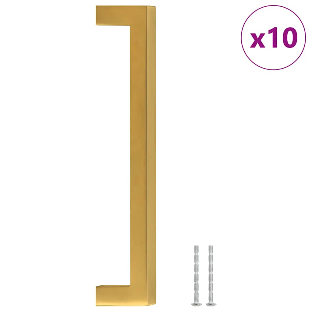 skabshåndtag 10 stk. 160 mm rustfrit stål guldfarvet