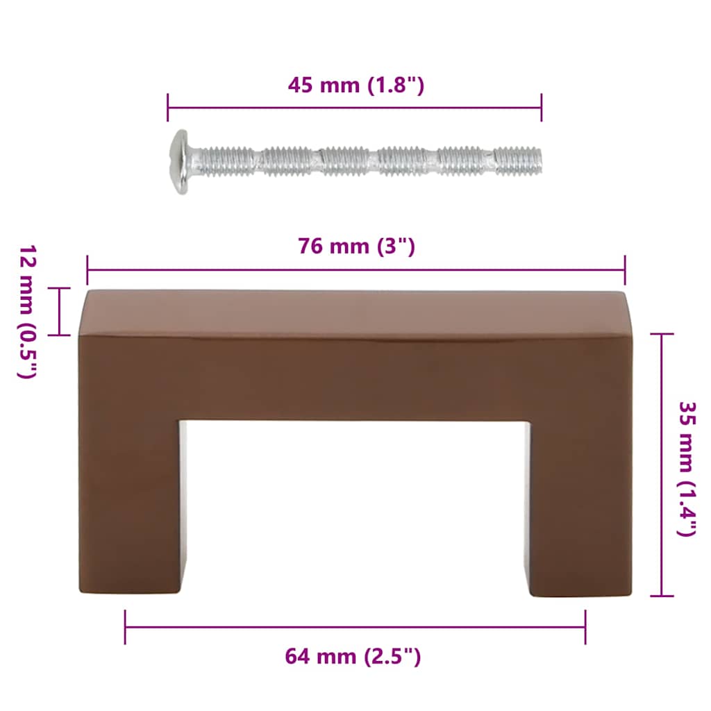 skabshåndtag 10 stk. 64 mm rustfrit stål bronzefarvet