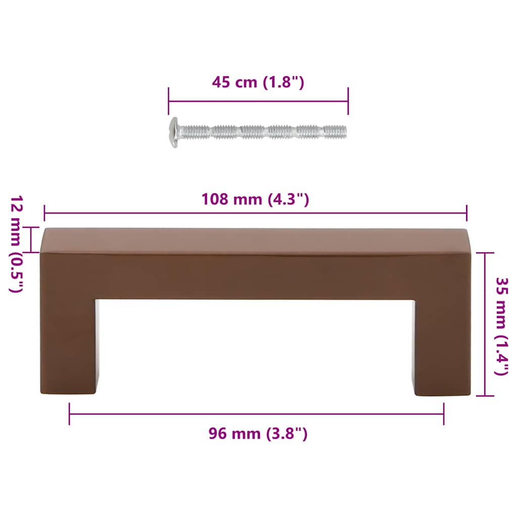 skabshåndtag 10 stk. 96 mm rustfrit stål bronzefarvet