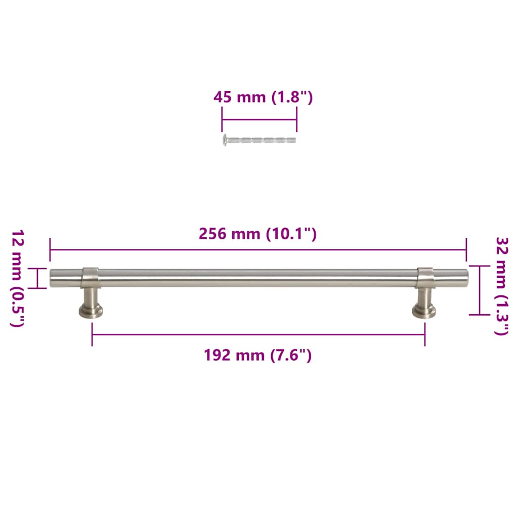 skabshåndtag 5 stk. 192 mm rustfrit stål sølvfarvet