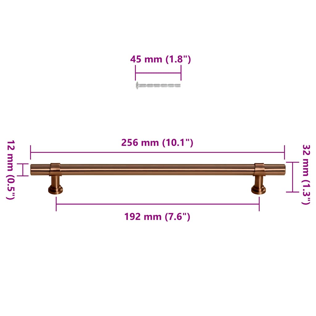 skabshåndtag 5 stk. 192 mm rustfrit stål bronzefarvet