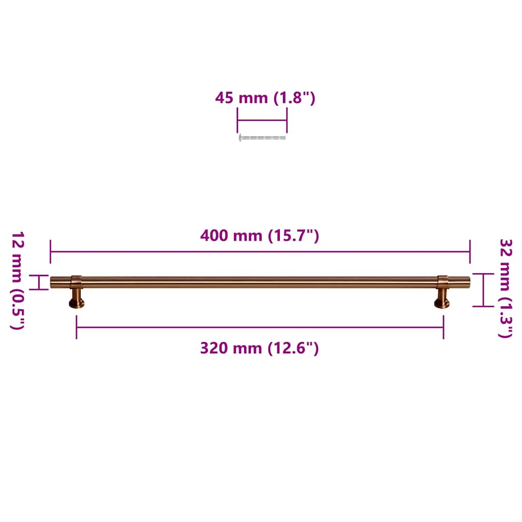 skabshåndtag 5 stk. 320 mm rustfrit stål bronzefarvet
