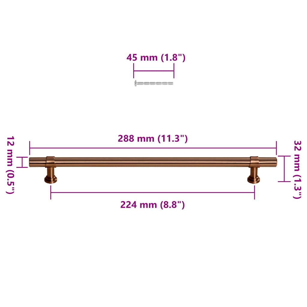 skabshåndtag 5 stk. 480 mm rustfrit stål bronzefarvet