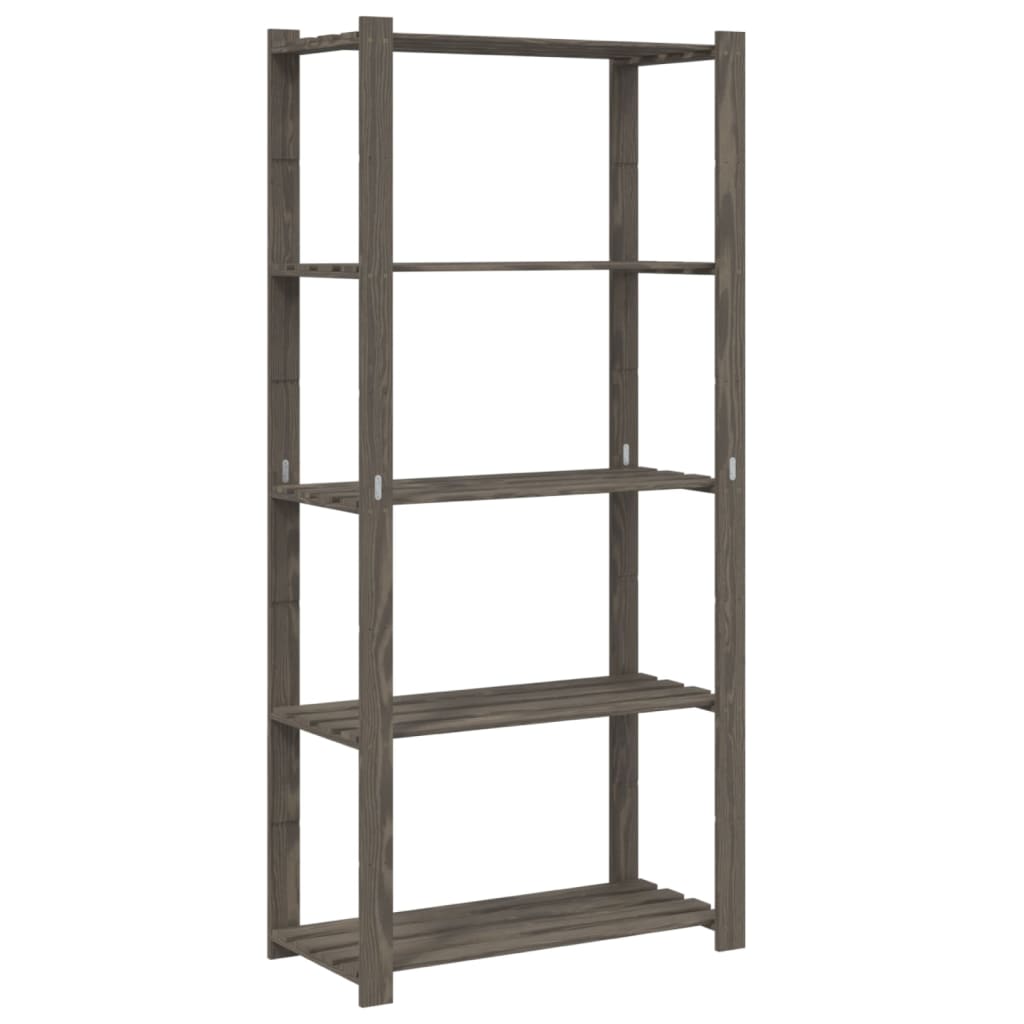 opbevaringsreol 5 hylder 80x38x170 cm massivt fyrretræ grå