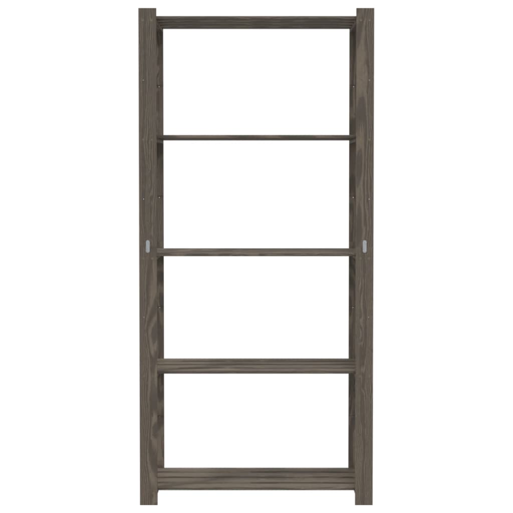 opbevaringsreol 5 hylder 80x38x170 cm massivt fyrretræ grå