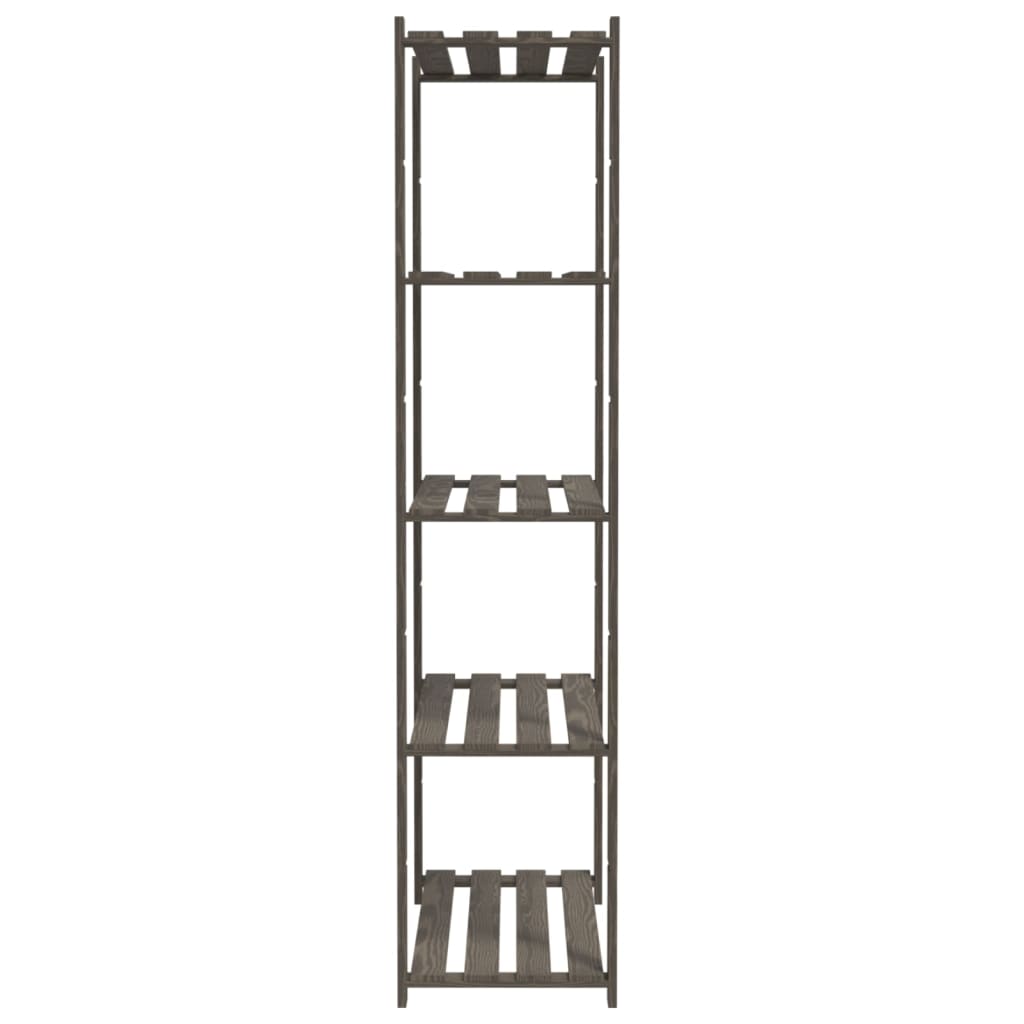 opbevaringsreol 5 hylder 80x38x170 cm massivt fyrretræ grå