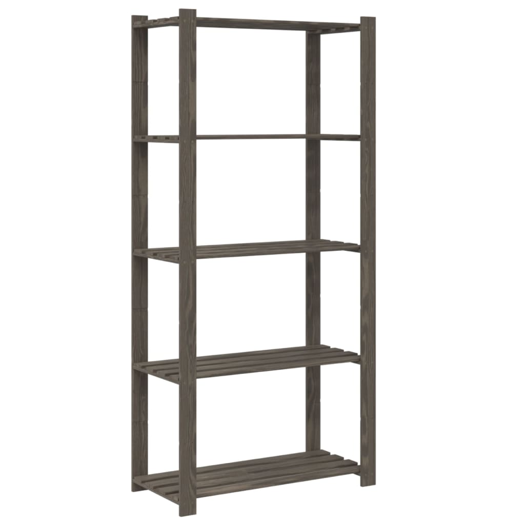opbevaringsreol 5 hylder 80x38x170 cm massivt fyrretræ grå