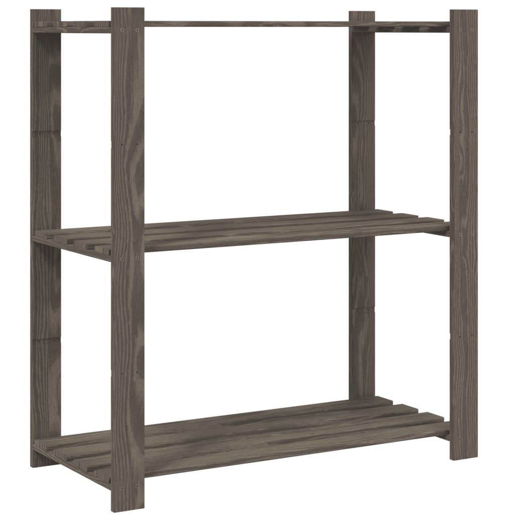opbevaringsreol 3 hylder 80x38x90 cm massivt fyrretræ grå