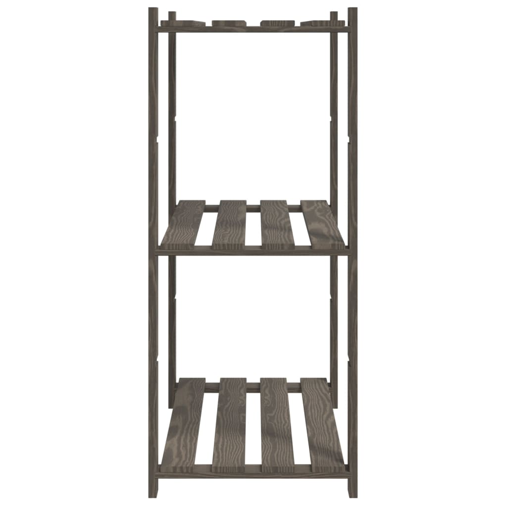 opbevaringsreol 3 hylder 80x38x90 cm massivt fyrretræ grå