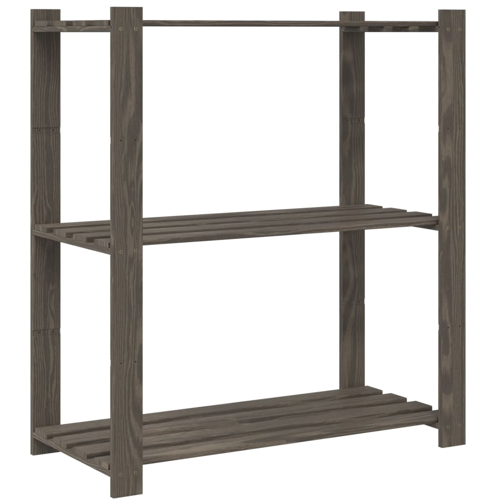 opbevaringsreol 3 hylder 80x38x90 cm massivt fyrretræ grå